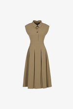 Đầm công sở dáng xoè xếp ly màu nâu