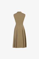 Đầm công sở dáng xoè xếp ly màu nâu