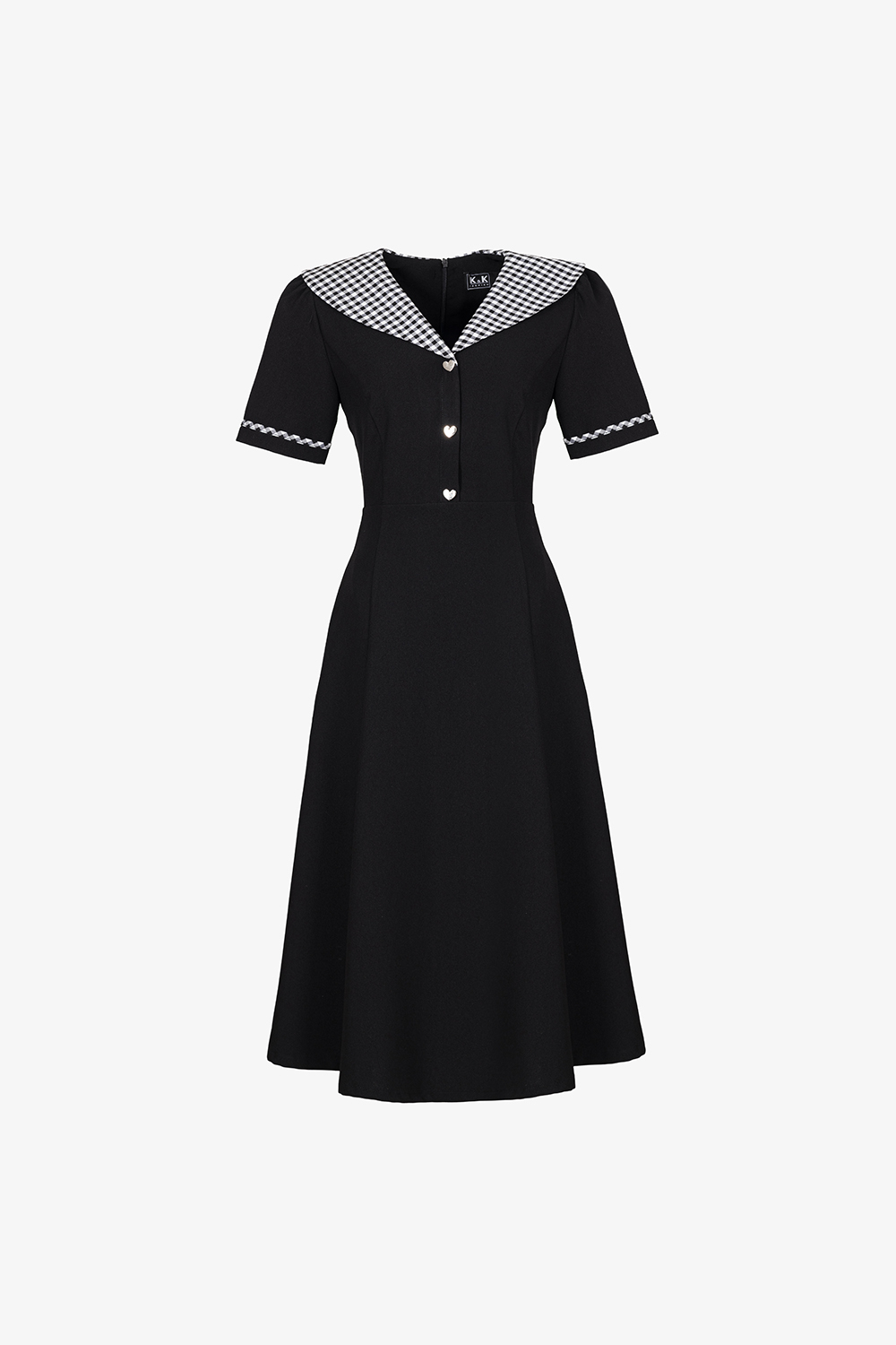 Đầm đen công sở dáng xòe cổ thủy thủ