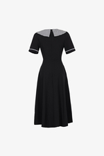 Đầm đen công sở dáng xòe cổ thủy thủ