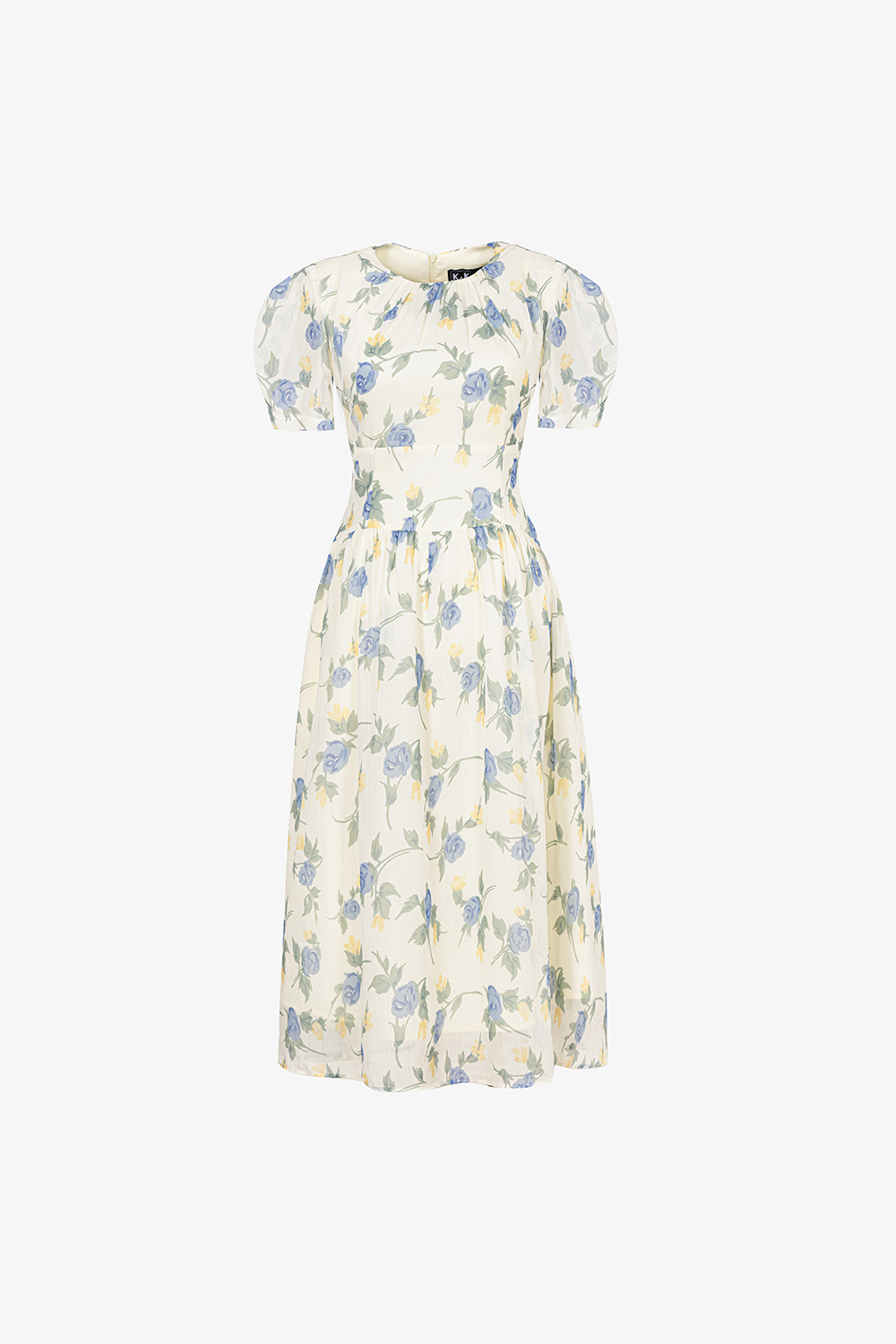 Đầm voan tơ họa tiết hoa dáng xòe