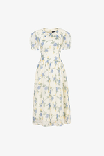 Đầm voan tơ họa tiết hoa dáng xòe