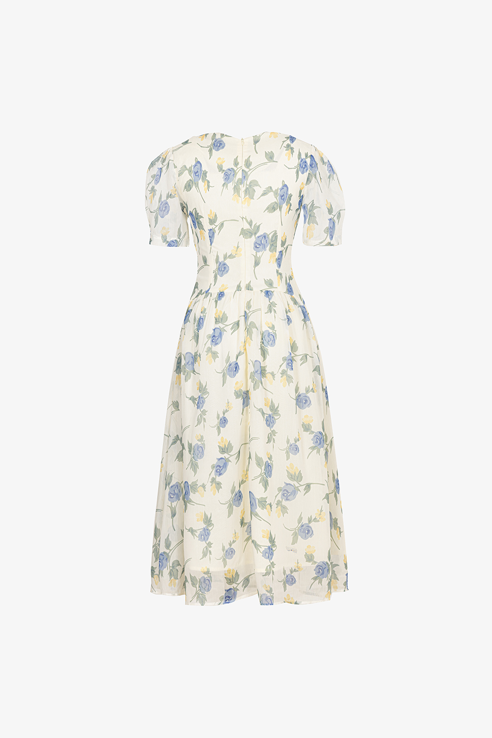 Đầm voan tơ họa tiết hoa dáng xòe