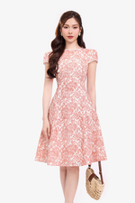 Đầm chữ a họa tiết in hoa tay ngắn