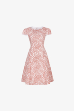 Đầm chữ a họa tiết in hoa tay ngắn