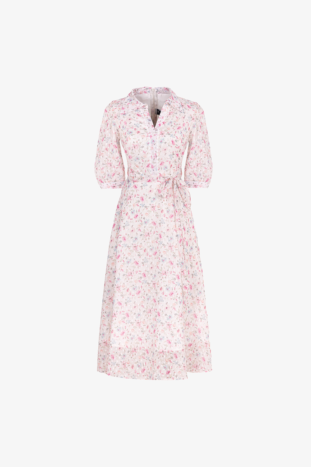 Đầm hoa dáng xoè nhấn eo nơ