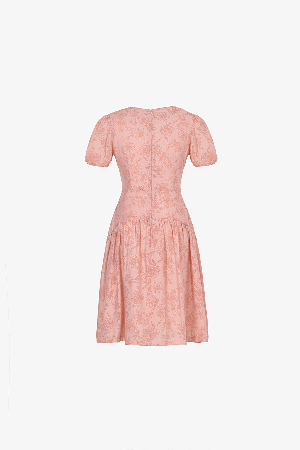 Đầm tơ bông ép hồng pastel đính hoa trà