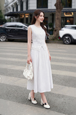 Áo gile kẻ sọc phối ren