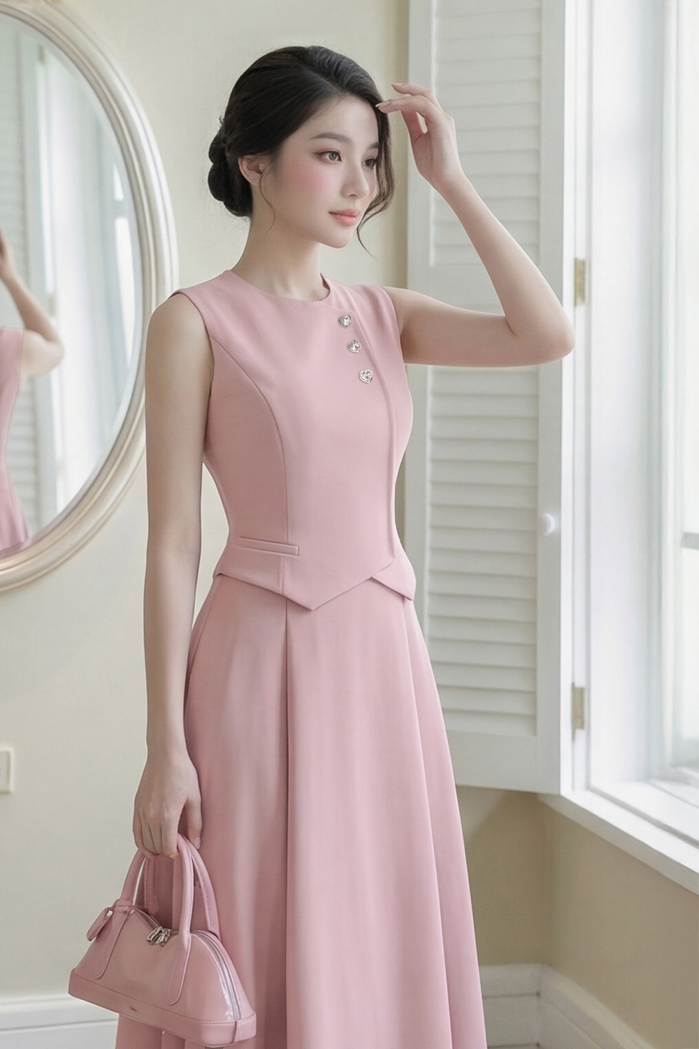 Chân váy chữ a màu hồng