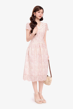 Đầm xô thêu dáng xòe màu hồng