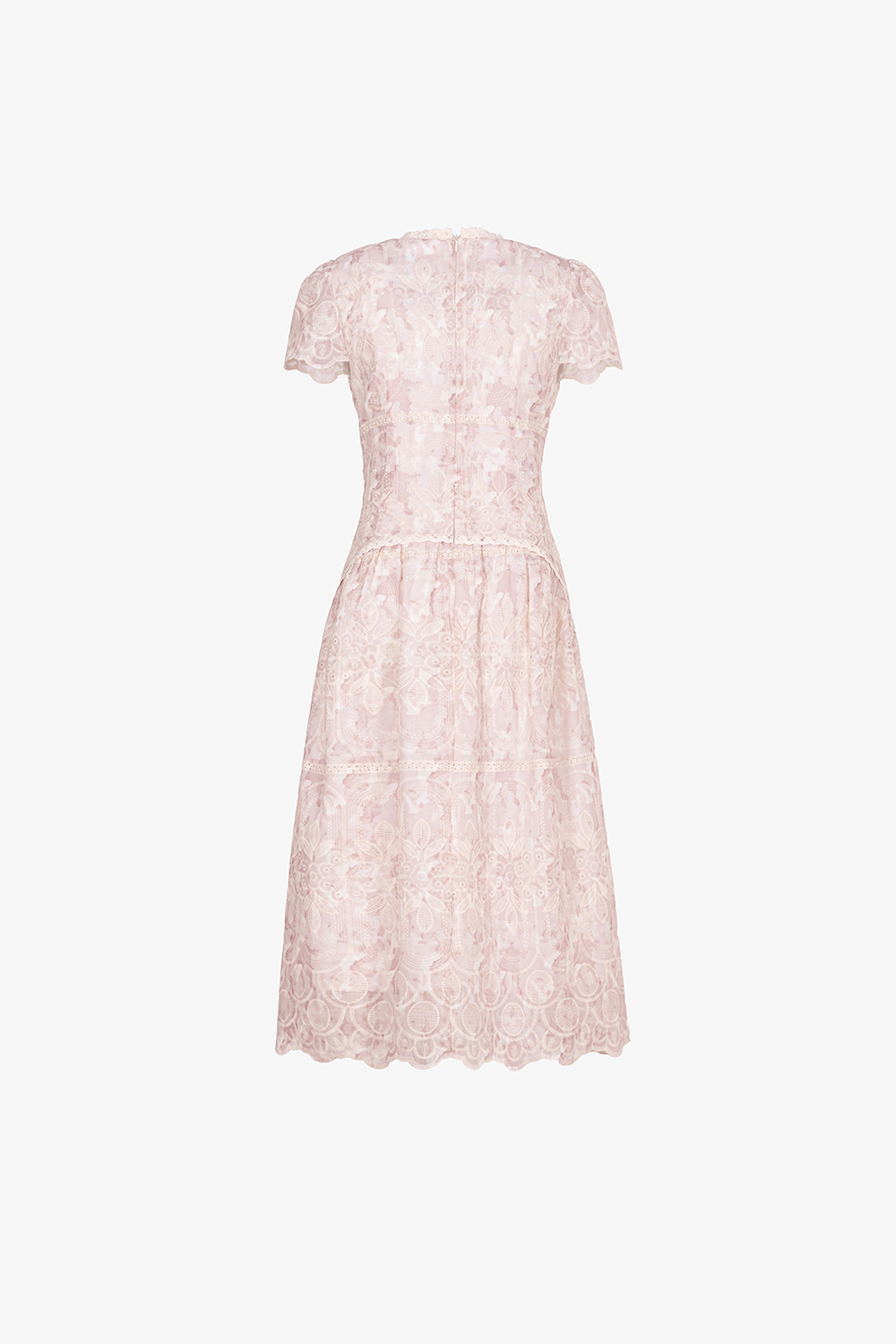 Đầm xô thêu dáng xòe màu hồng