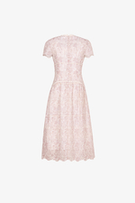 Đầm xô thêu dáng xòe màu hồng