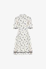 Đầm xòe hoa nhí cổ sơ mi viền đăng ten