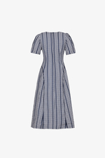 Đầm caro phối sọc dáng xòe chữ A