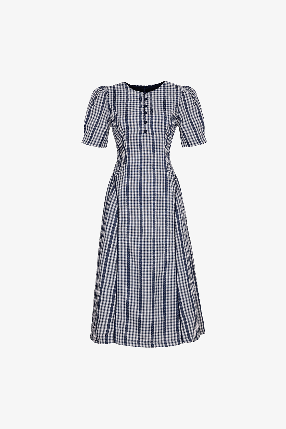 Đầm caro phối sọc dáng xòe chữ A