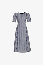 Đầm caro phối sọc dáng xòe chữ A