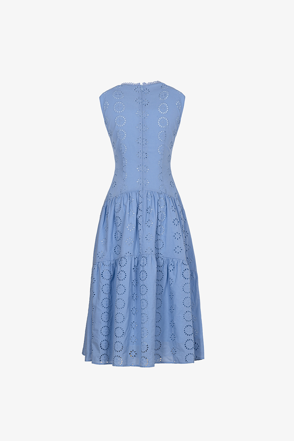 Đầm xòe xô thêu dáng dài màu xanh