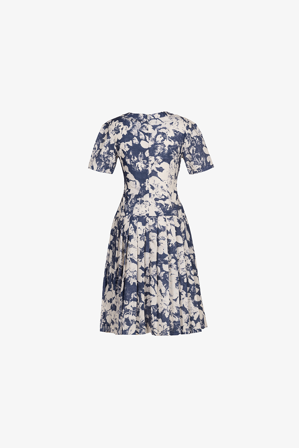 Đầm hoa dáng xòe xếp ly phối khóa kéo