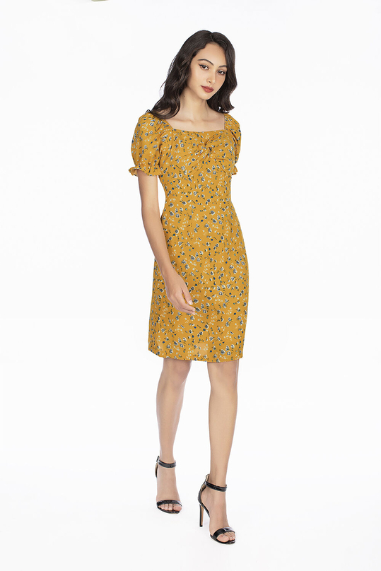 Váy đầm chữ A cổ vuông xoắn ngực KK96-12