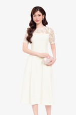 Đầm dự tiệc phối ren dáng xòe