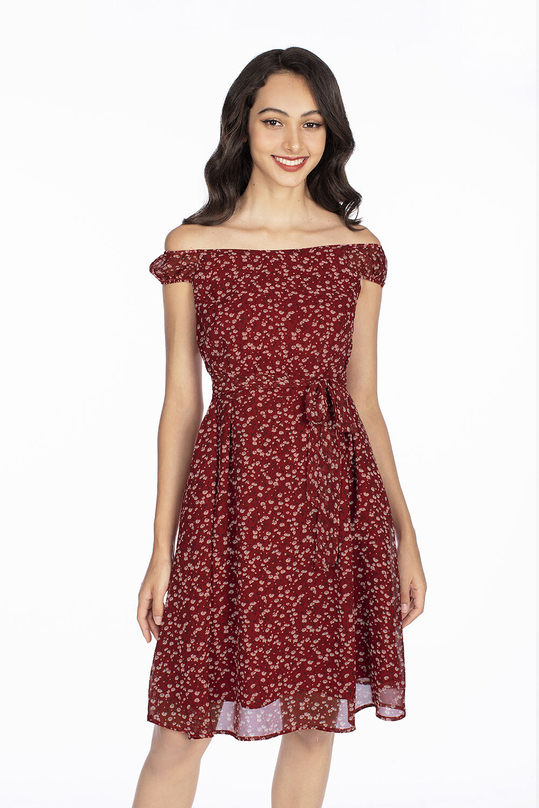 Váy liền xòe công sở trễ vai KK96-19