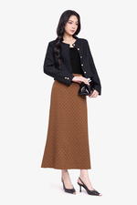 Áo khoác tweed nữ màu đen phối nút đồng