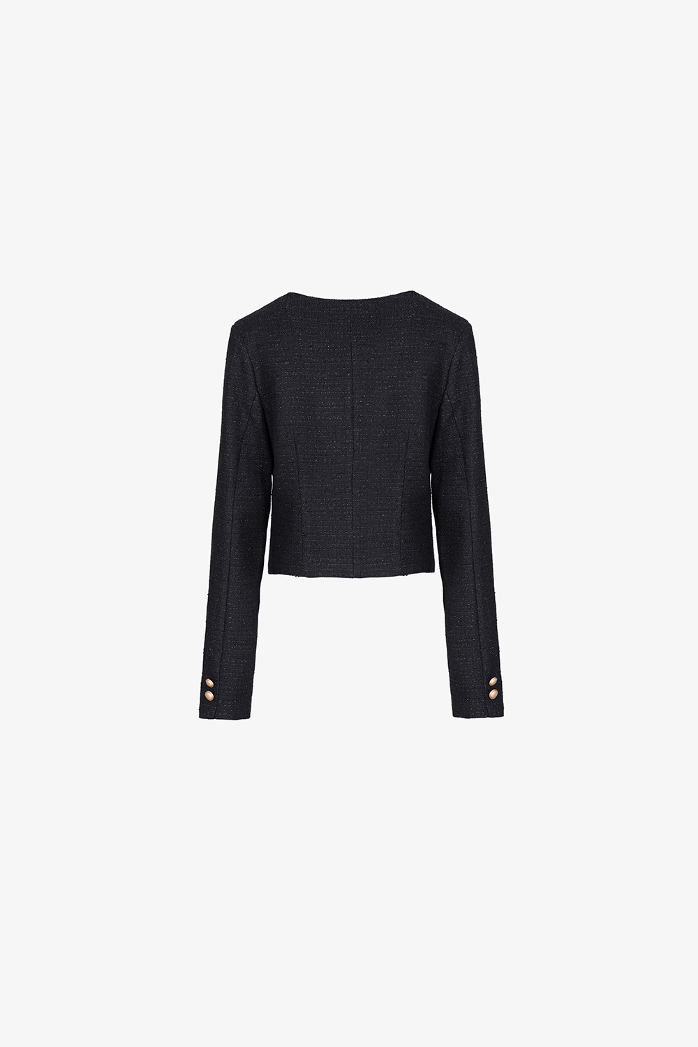 Áo khoác tweed nữ màu đen phối nút đồng