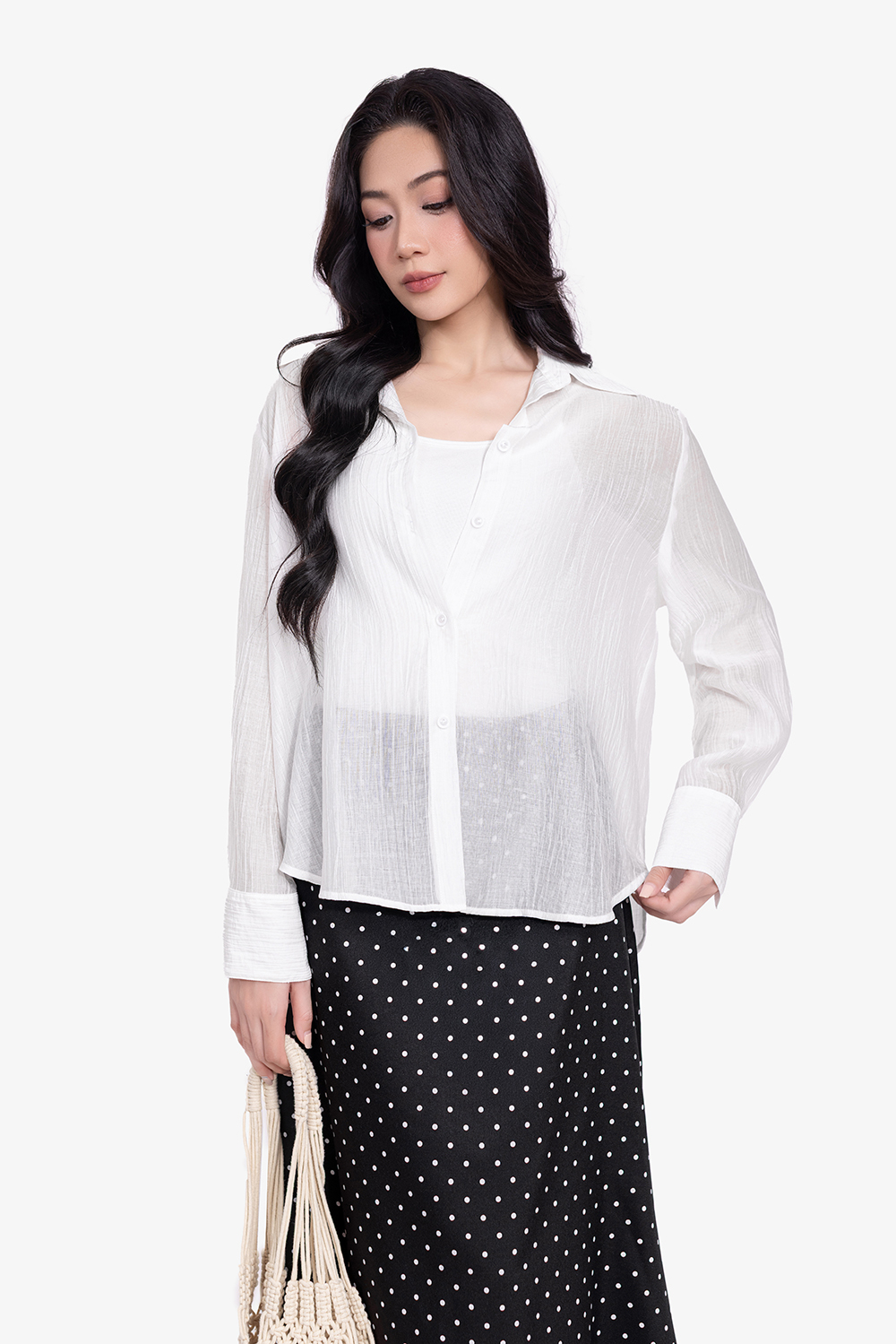 Áo sơ mi trắng nữ tay dài