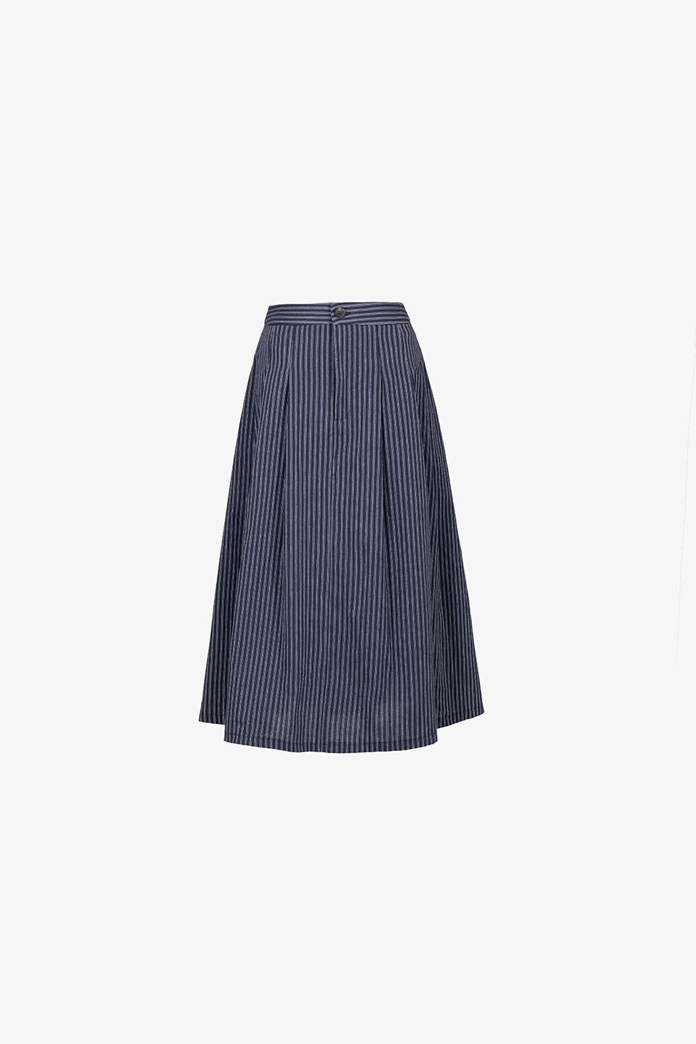 Chân váy midi dáng xòe xếp ly kẻ sọc