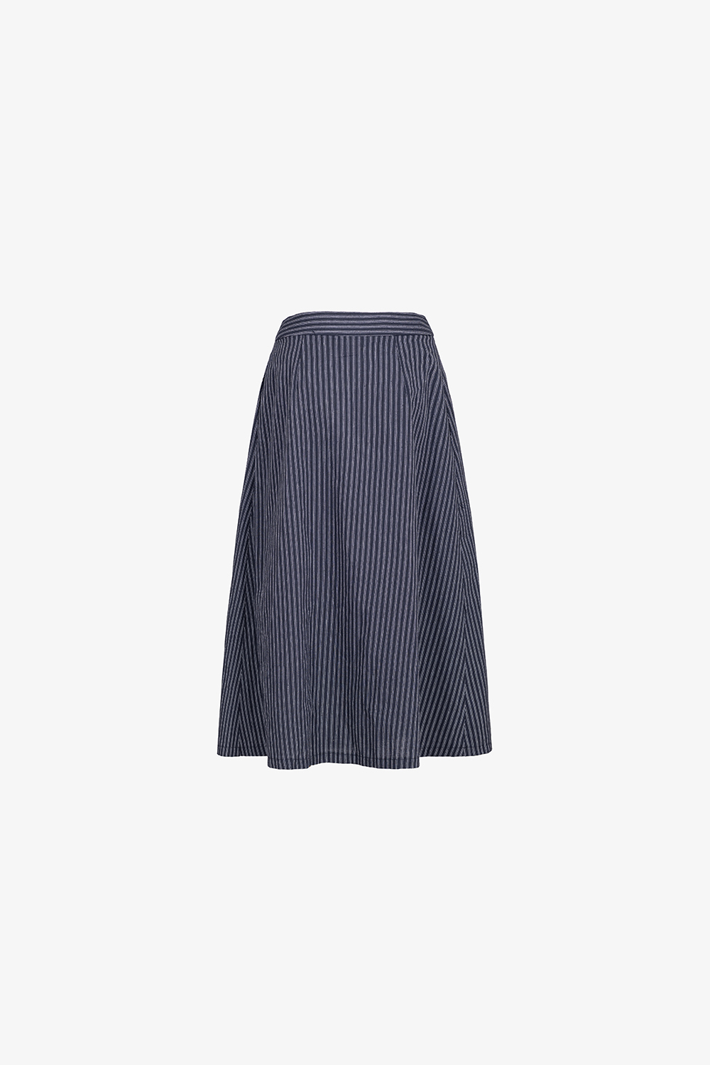 Chân váy midi dáng xòe xếp ly kẻ sọc