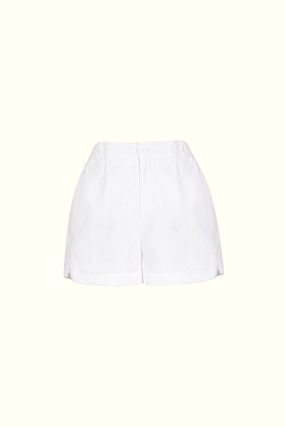 Quần short nữ màu trắng lưng thun sau