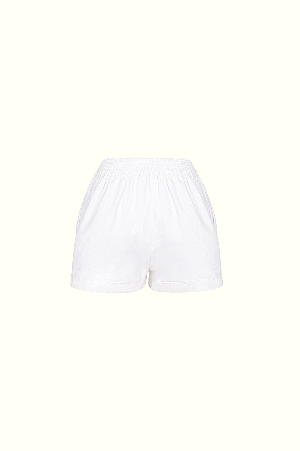 Quần short nữ màu trắng lưng thun sau