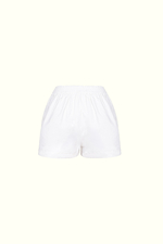 Quần short nữ màu trắng lưng thun sau