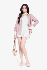 Quần short nữ màu trắng lưng thun sau