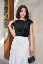 Áo kiểu công sở màu đen sát nách