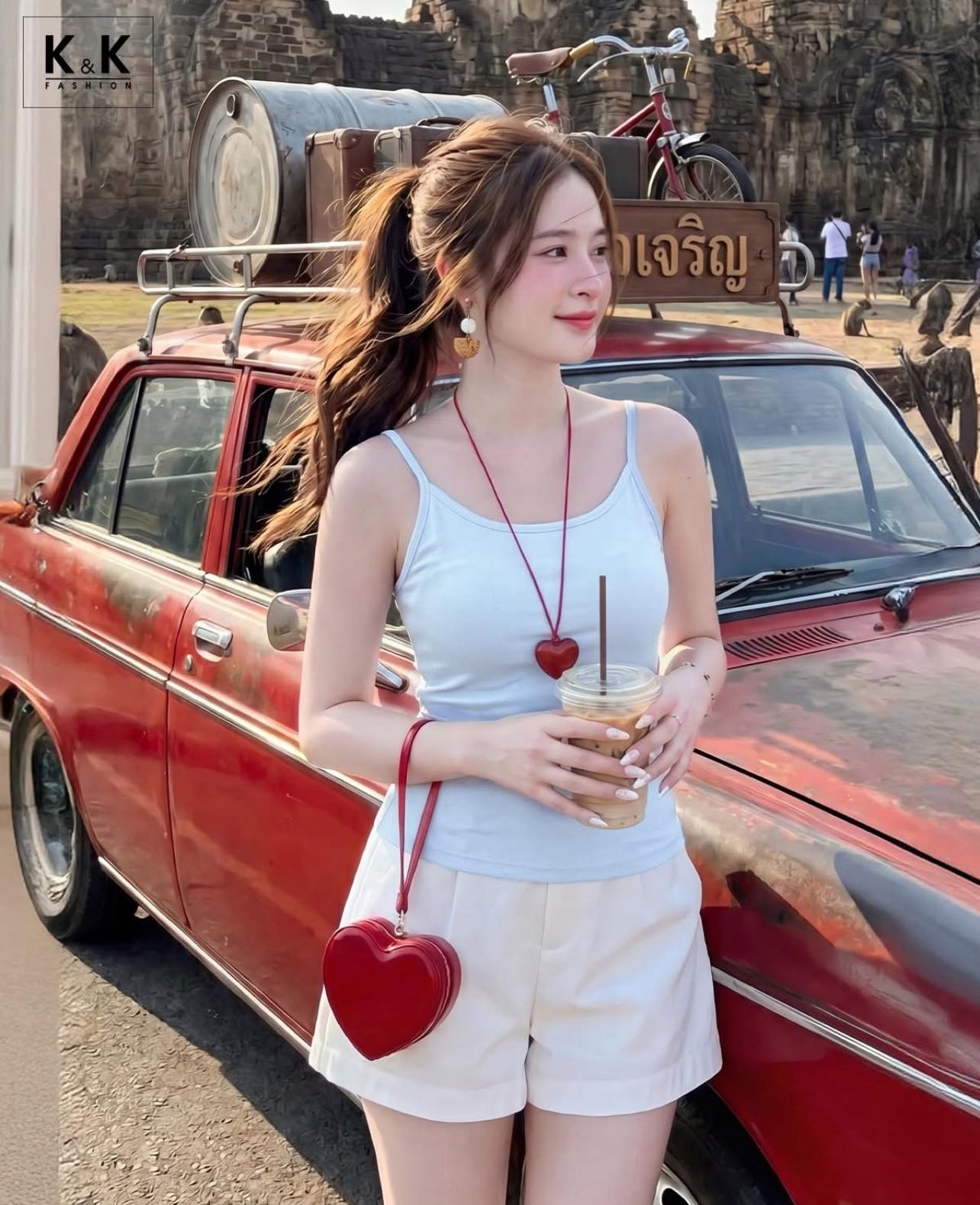 Áo hai dây nữ màu xanh thun cotton