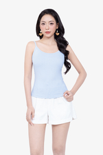 Áo hai dây nữ màu xanh thun cotton