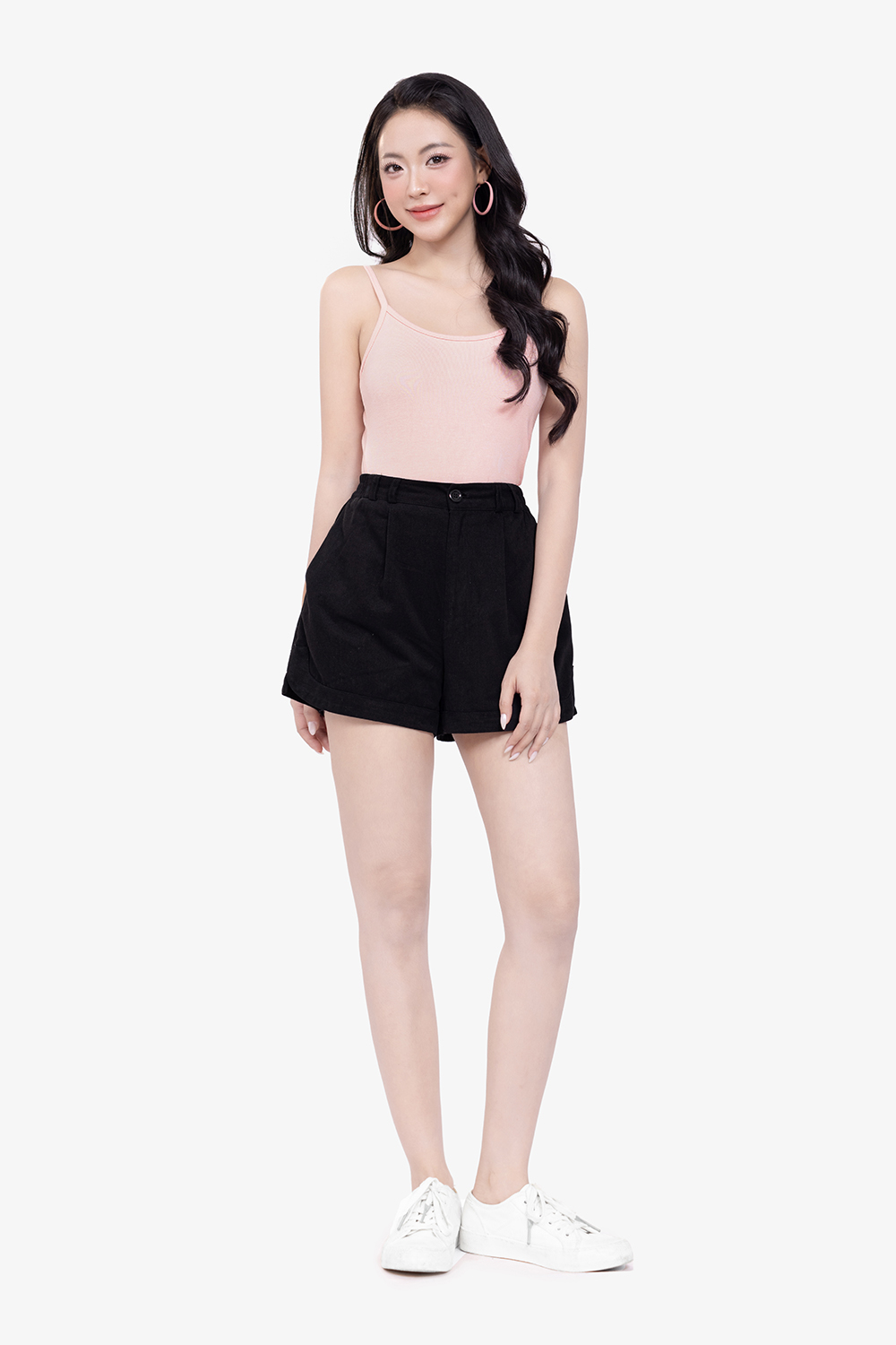 Áo hai dây nữ màu hồng thun cotton