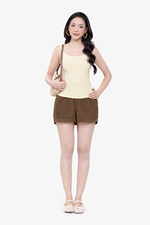 Áo hai dây nữ màu vàng thun cotton