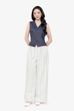 Áo gile jean denim màu xanh đậm