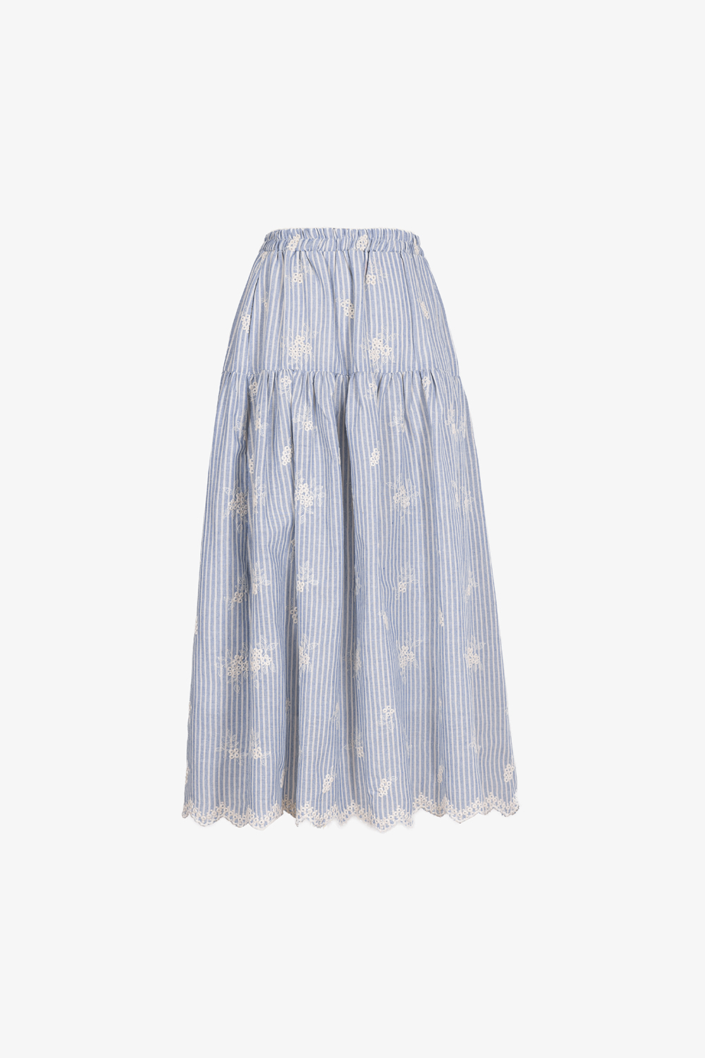 Chân váy dáng xòe linen thêu