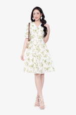 Đầm cotton thêu họa tiết hoa dáng xòe