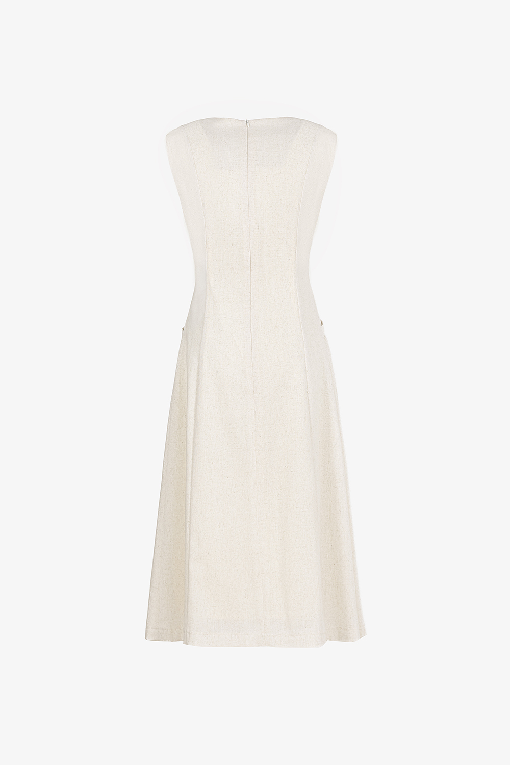 Đầm linen sát nách dáng dài phối nút