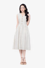 Đầm chữ A linen kẻ sọc