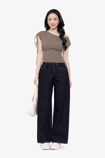 Quần jeans dáng suông màu xanh đậm