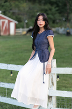 Áo kiểu công sở nữ cotton denim