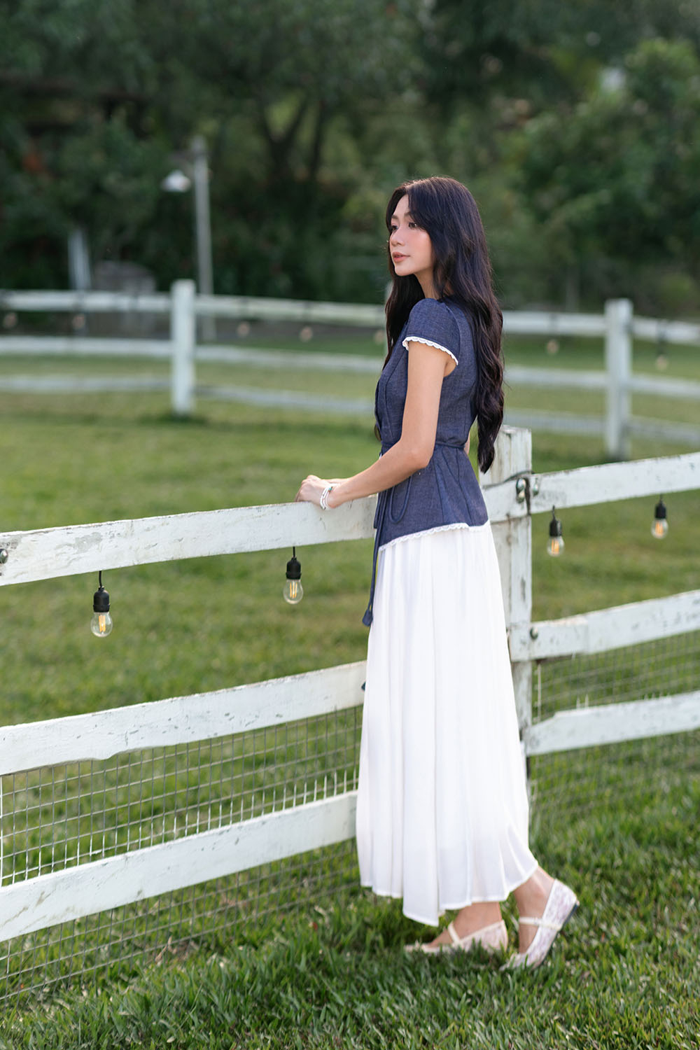 Áo kiểu công sở nữ cotton denim