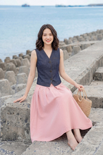 Áo gile jean denim màu xanh đậm