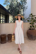 Đầm chữ A linen kẻ sọc