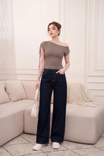 Quần jeans dáng suông màu xanh đậm